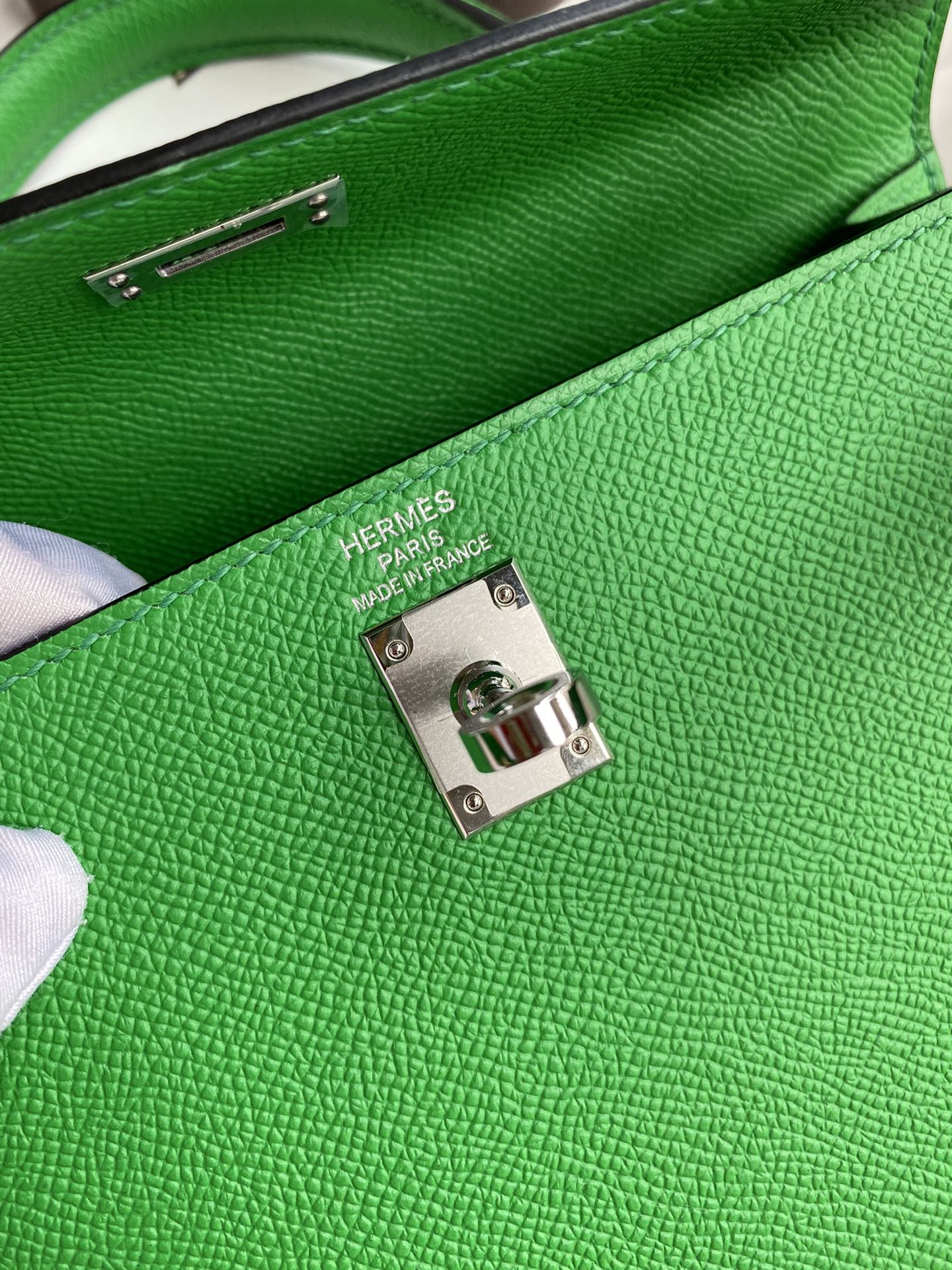 Hermes Kelly 25cm Handbag Shoulder Bag in Green Bombou Epsom Leather